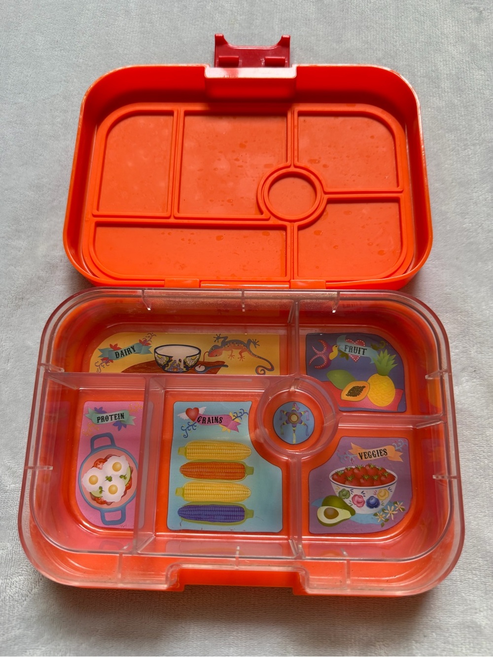 Yumbox Kids Orange Compartmental Bento Leakproof Reuseable Lunchbox Clear Tray
